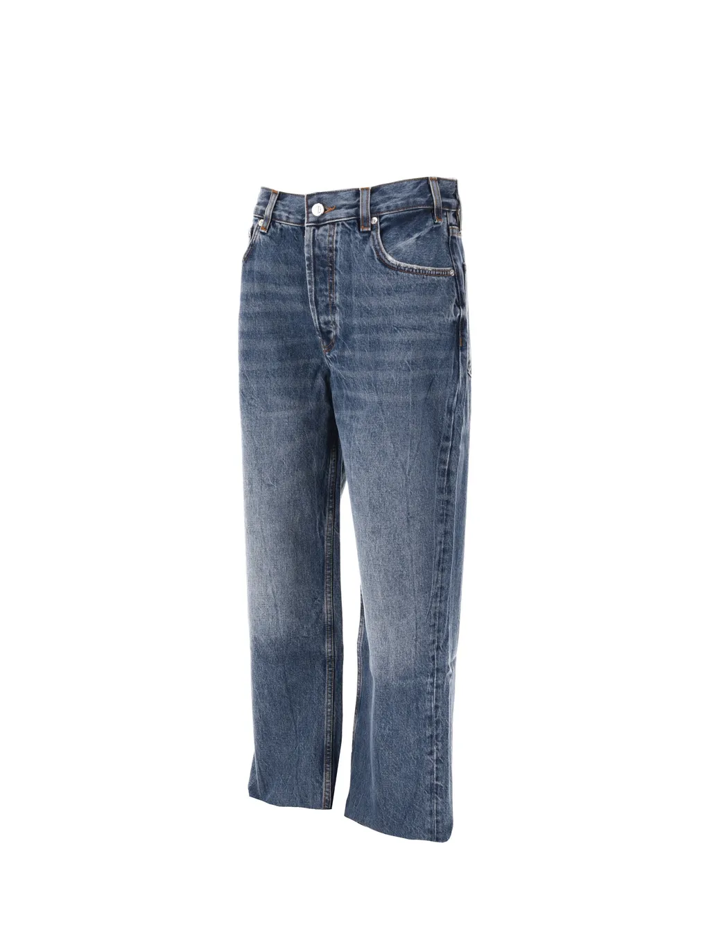 Anine Bing Gavin Logo Patch Frayed-Hem Jeans