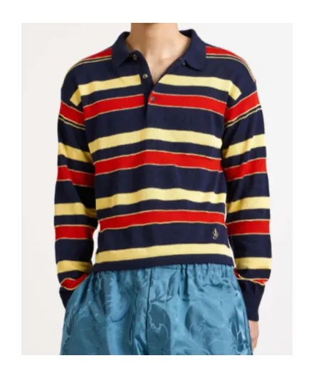 Jw Anderson Knitted Striped Rugby Polo Top