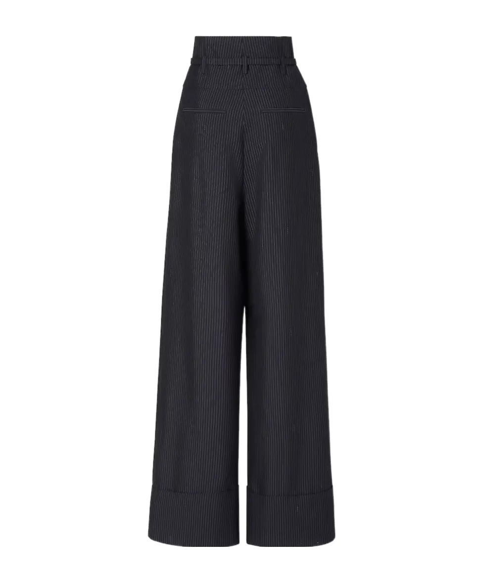 Pinstripe Belted Trousers