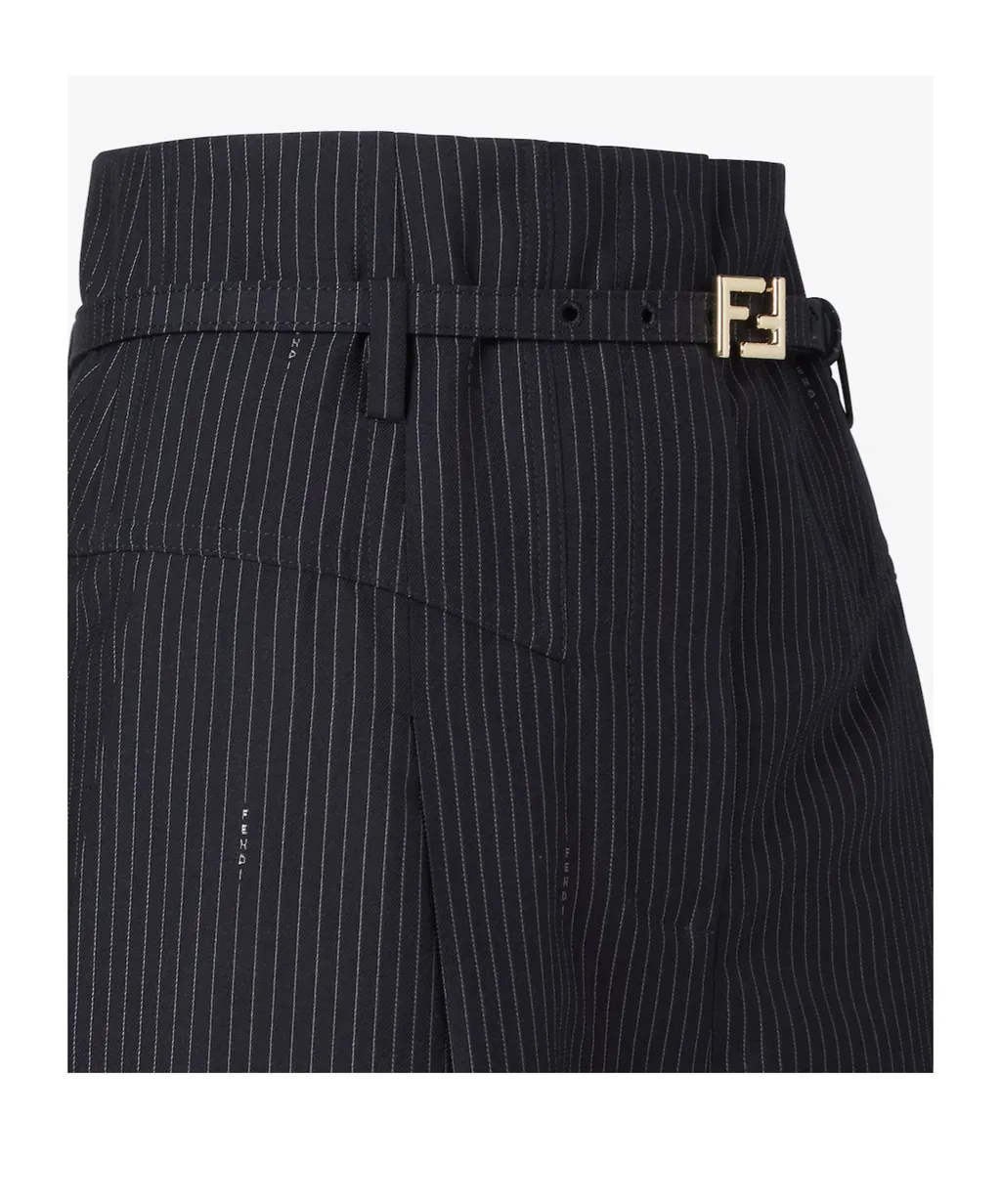 Pinstripe Belted Trousers