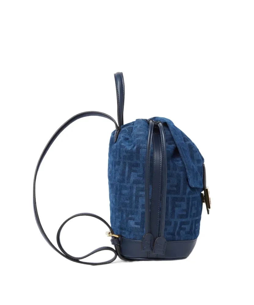 Fendi Flocked Ff Denim Backpack