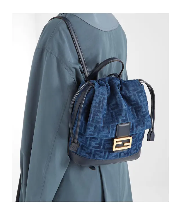 Fendi Flocked Ff Denim Backpack
