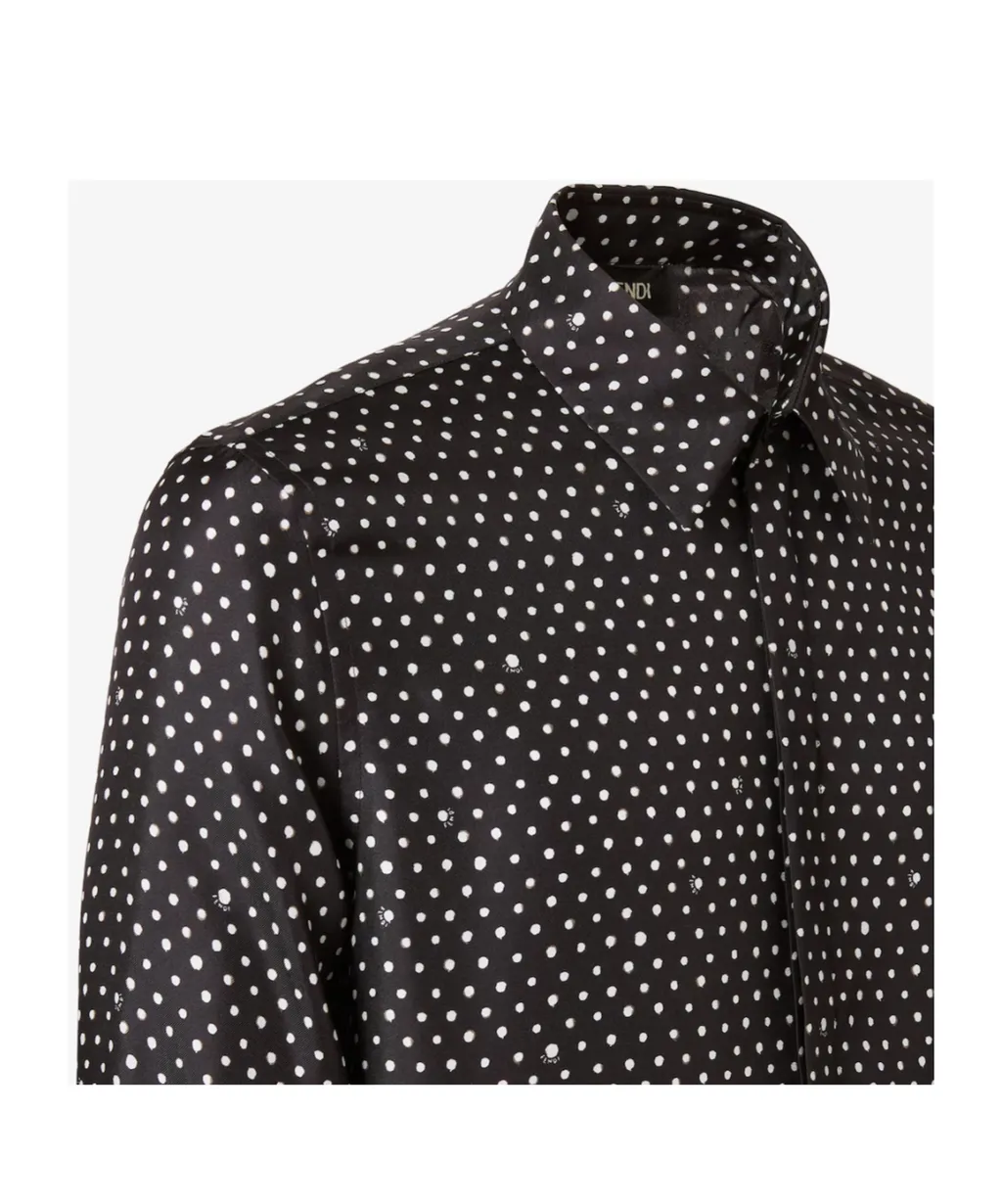 Fendi Micro Falena Dots Printed Long Sleeved Shirt
