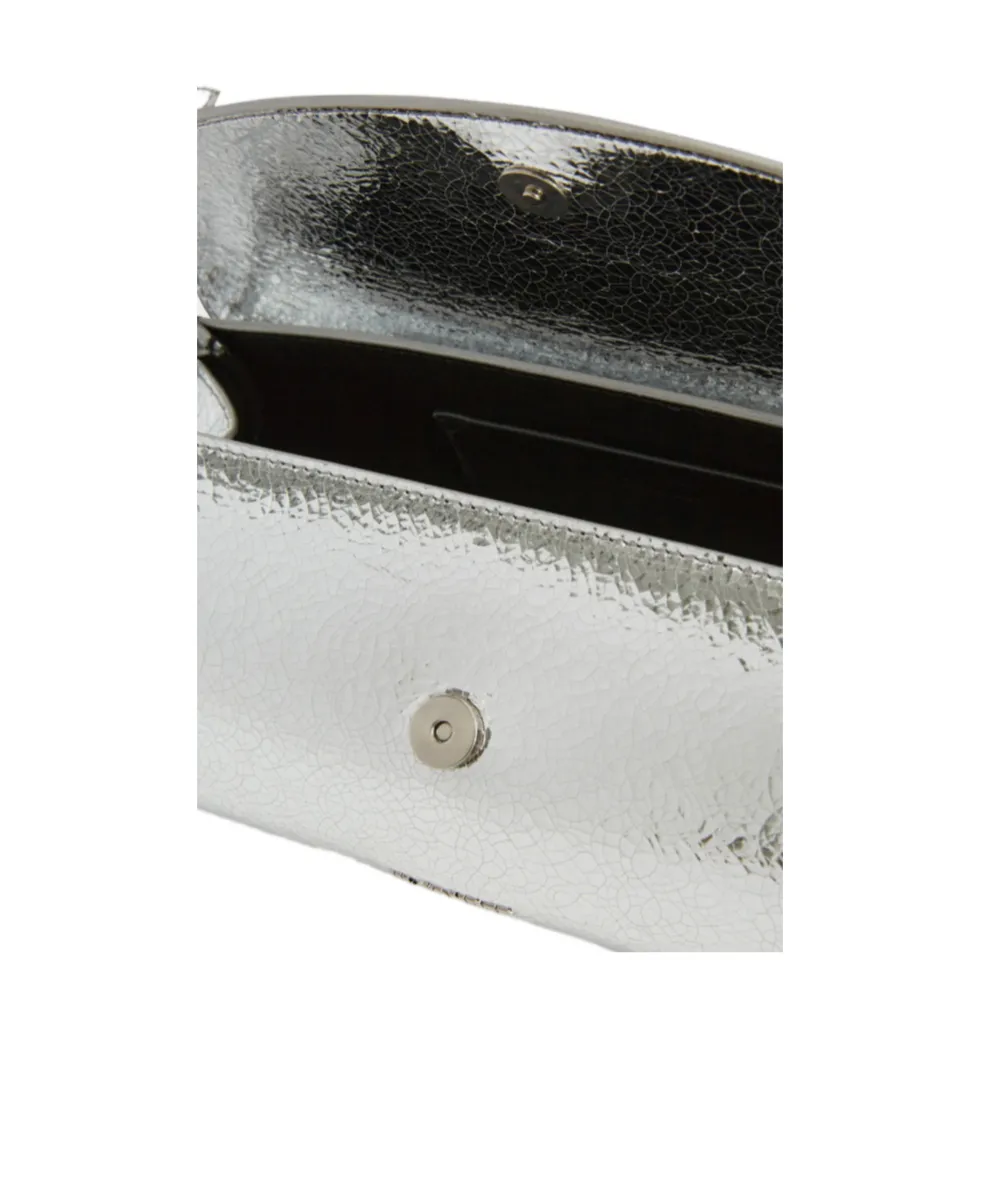 Jil Sander Cannolo Crackled Foldover Top Clutch Bag