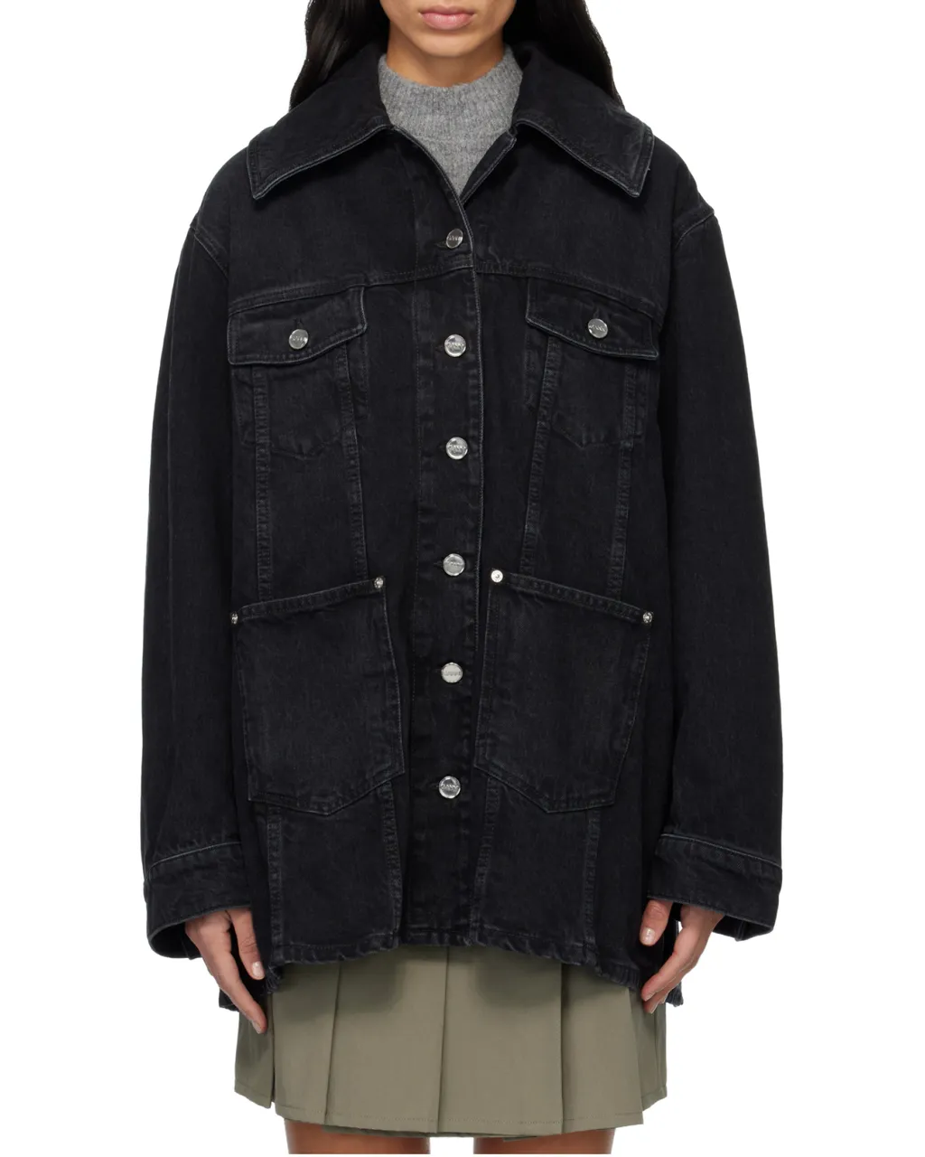 Ganni Long Sleeve Buttoned Denim Jacket