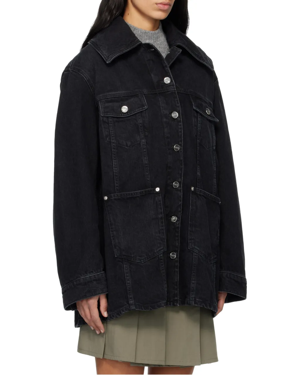 Ganni Long Sleeve Buttoned Denim Jacket