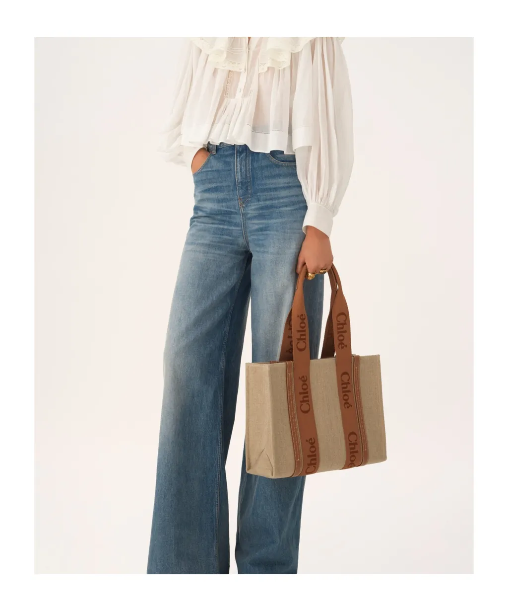 Chloé Woody Logo Detailed Medium Tote Bag