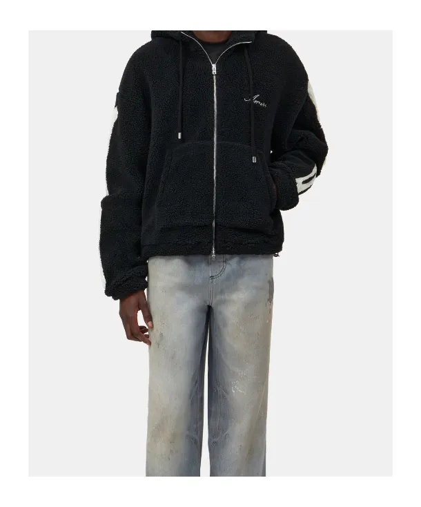 Amiri Fleece Zip-Up Drawstring Hoodie
