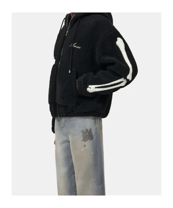Amiri Fleece Zip-Up Drawstring Hoodie