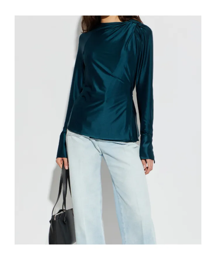 Open-Back Long-Sleeve Blouse