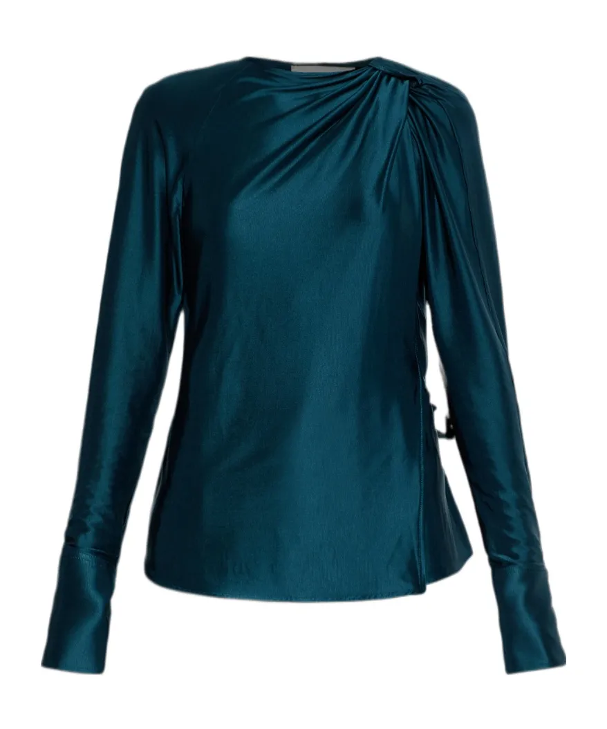 Open-Back Long-Sleeve Blouse