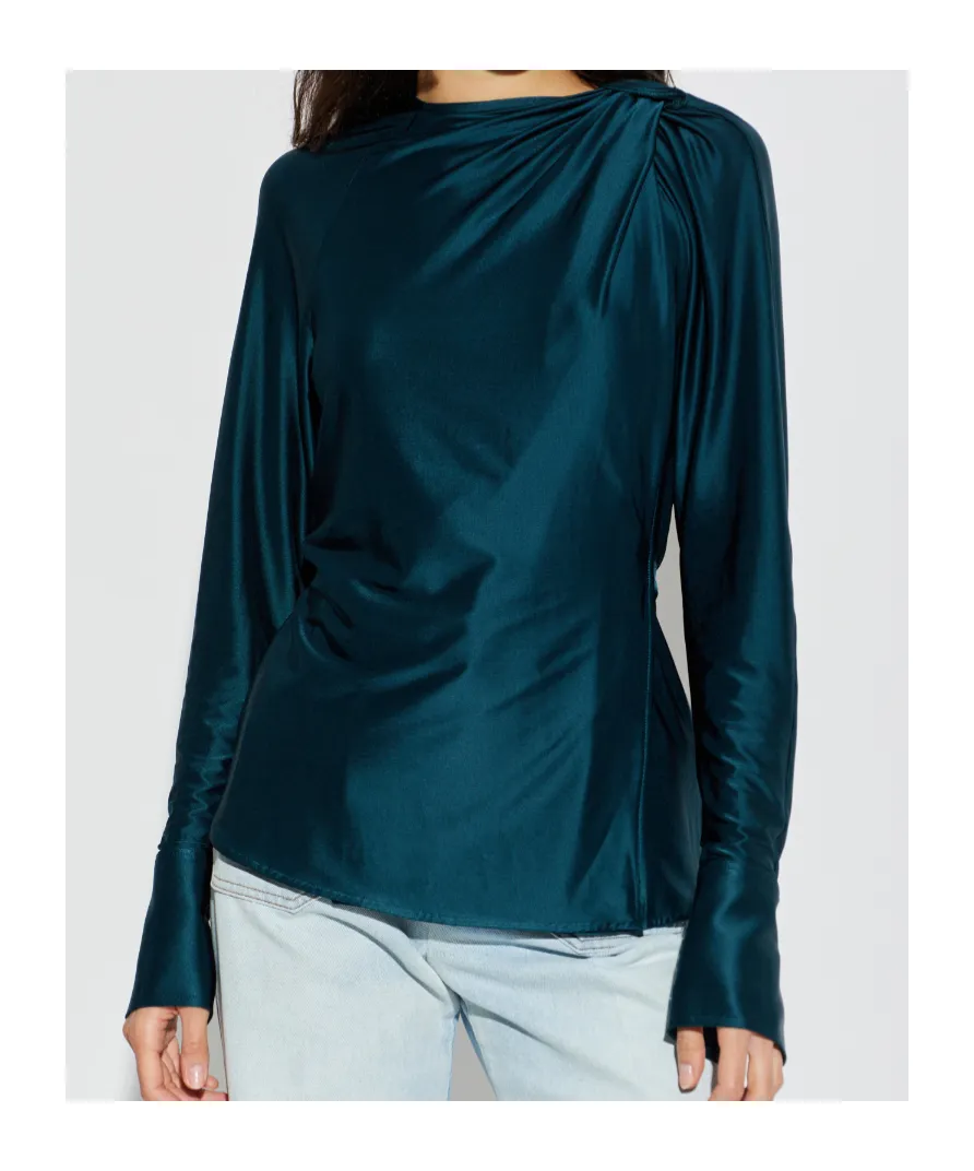 Open-Back Long-Sleeve Blouse