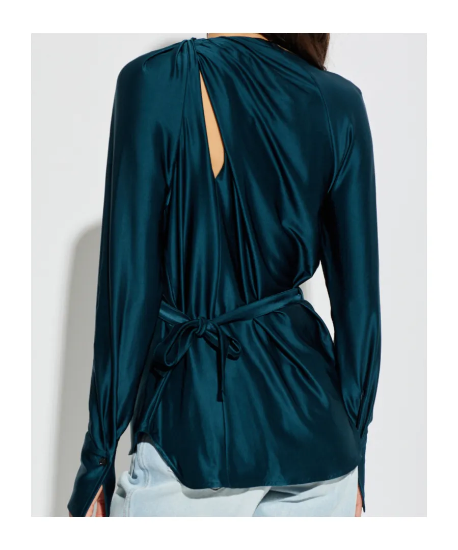 Open-Back Long-Sleeve Blouse