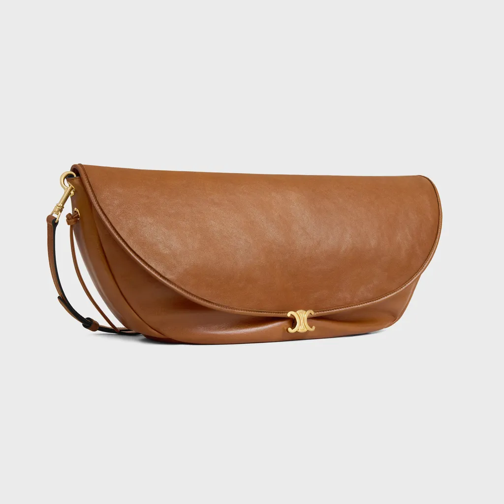 Halfmoon Soft Triomphe Bag In Supple Shiny Lambskin