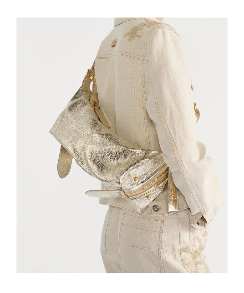Medium D-Journey Bag In Crinkled Calfskin