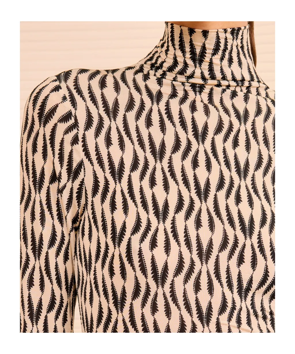 Ida Long-Sleeve Ruched Turtleneck Maxi Dress