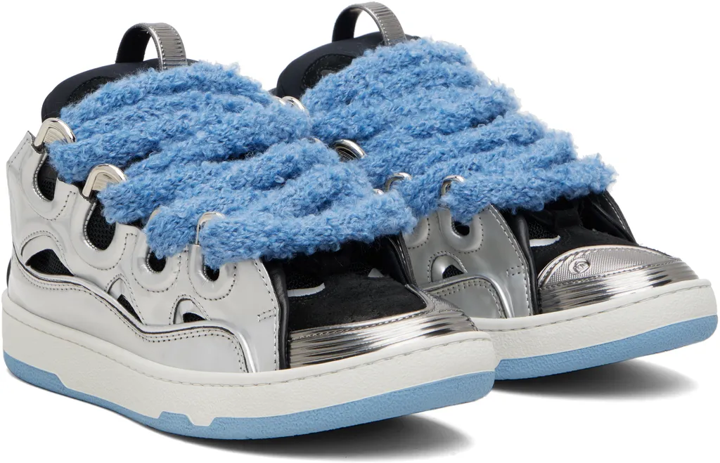 Curb Metallic Leather Mesh Sneakers