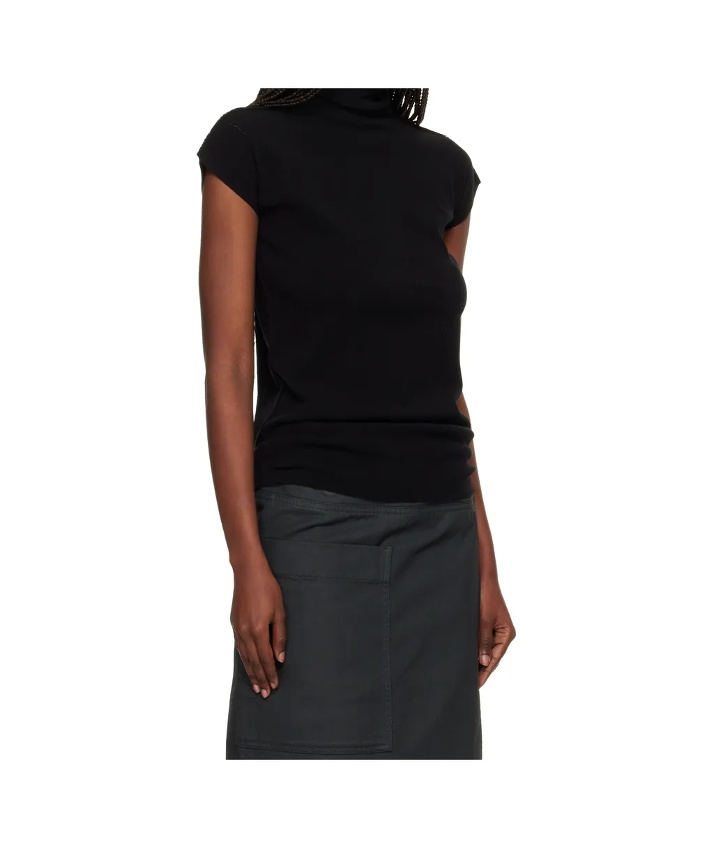 High-Neck Cap Sleeve Knit Sweater