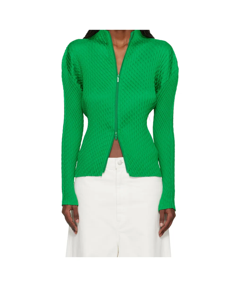 Long-Sleeved Zip-Up Knit Sweater