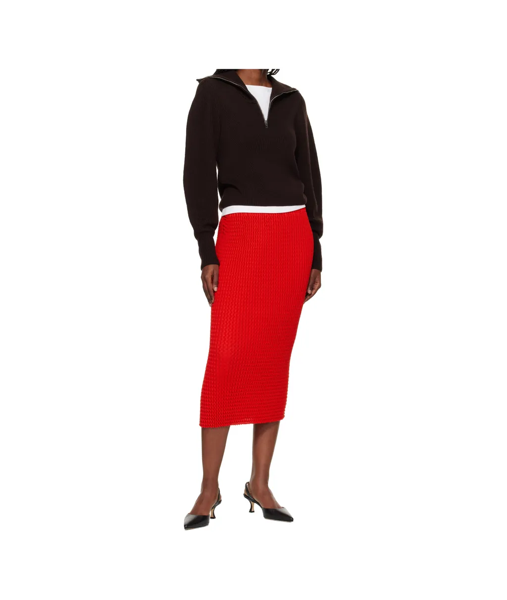 Textured Knit Midi Skirt