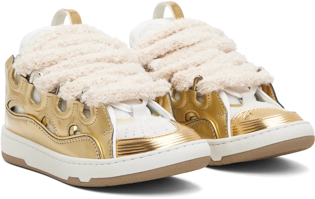 Curb Faux Metallic Leather Mesh Sneakers