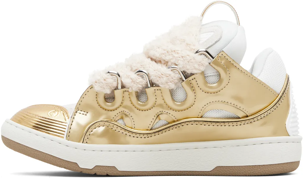 Curb Faux Metallic Leather Mesh Sneakers