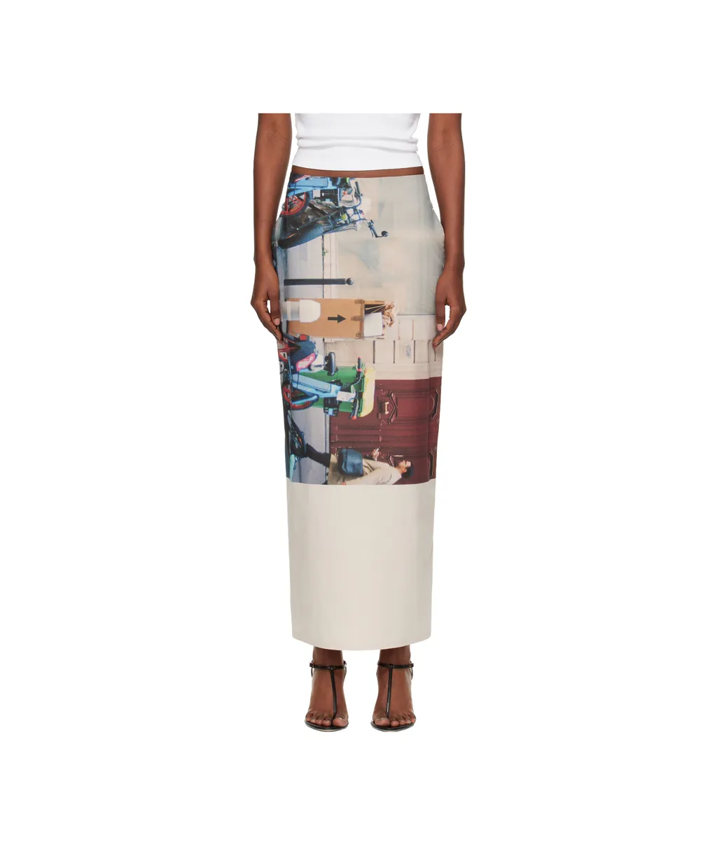 Graphic-Print Midi Skirt
