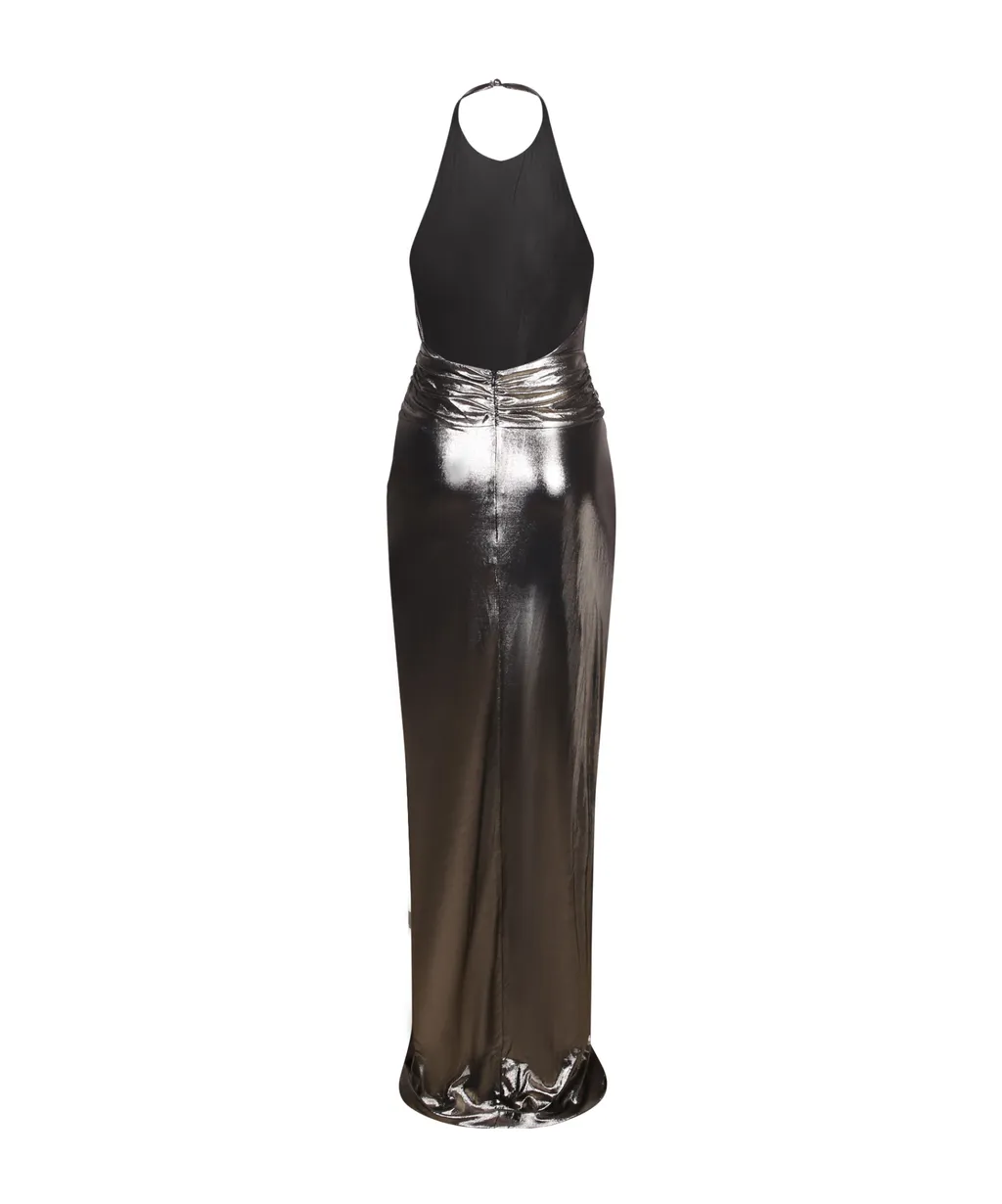 Metallic Fabric Halterneck Dress.
