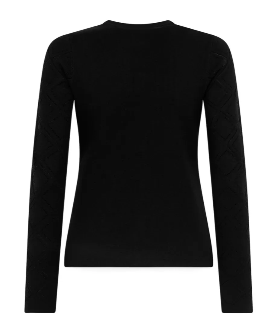 Open-Work Long-Sleeved Knitted Sweater