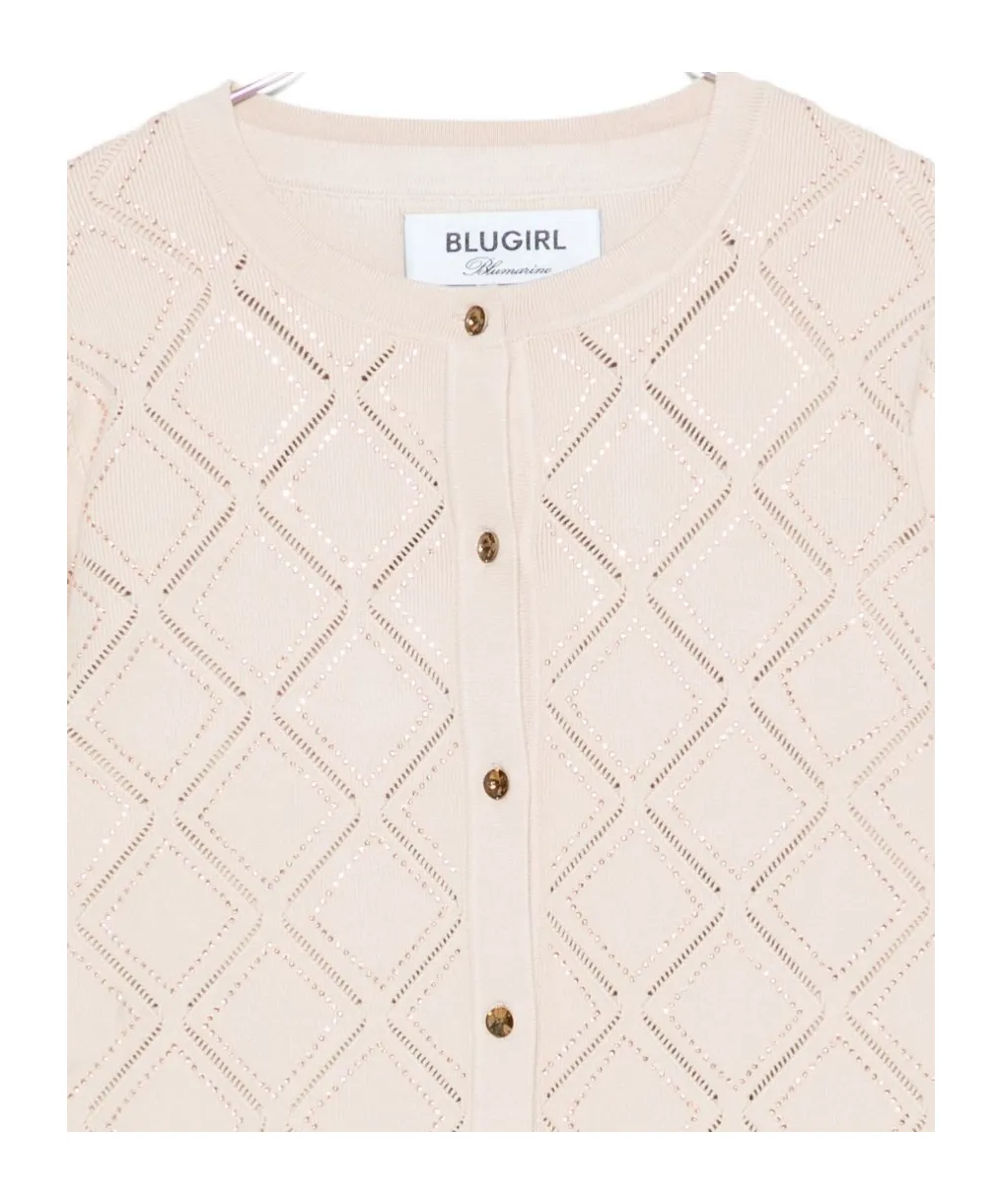 Open-Work Long-Sleeved Knitted Sweater