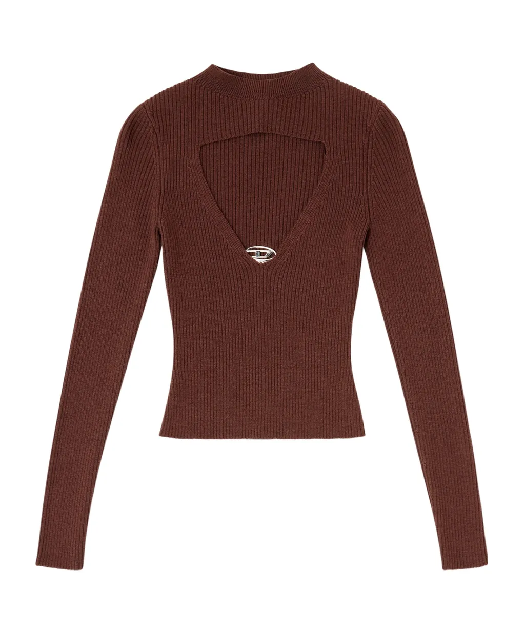 Diesel Oval-D Plaque Cut-Out Knitted Jumper