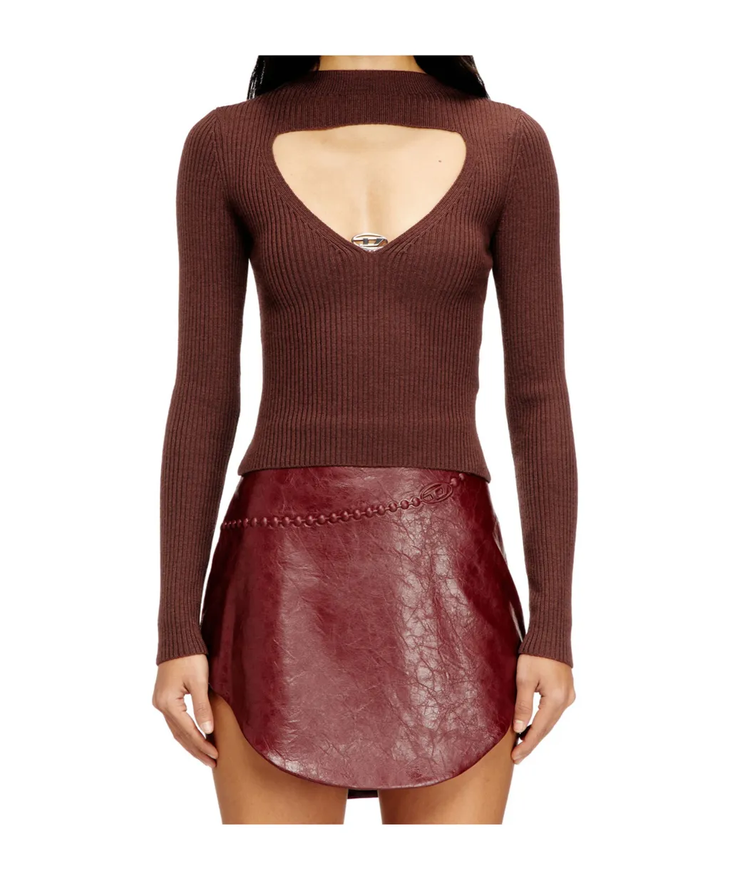 Diesel Oval-D Plaque Cut-Out Knitted Jumper