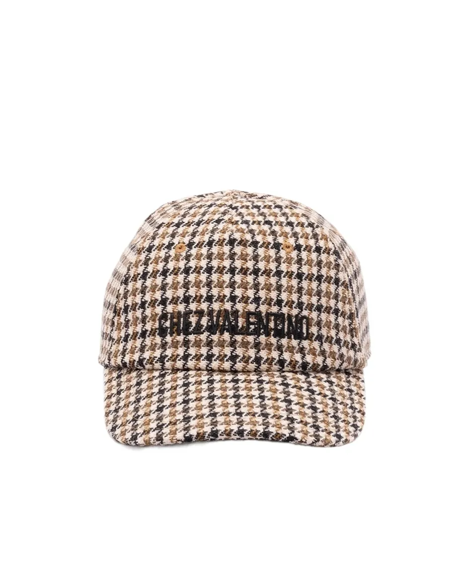 Valentino	Houndstooth Logo Embroidered Baseball Cap