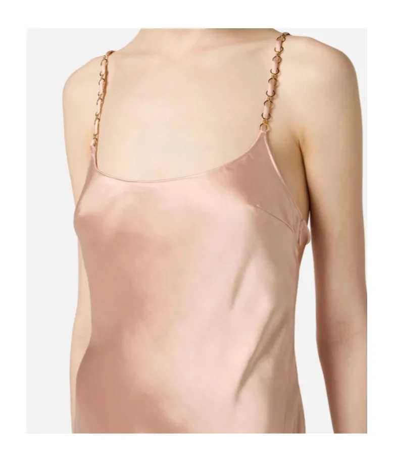Chain-Embellished Satin Maxi Dress