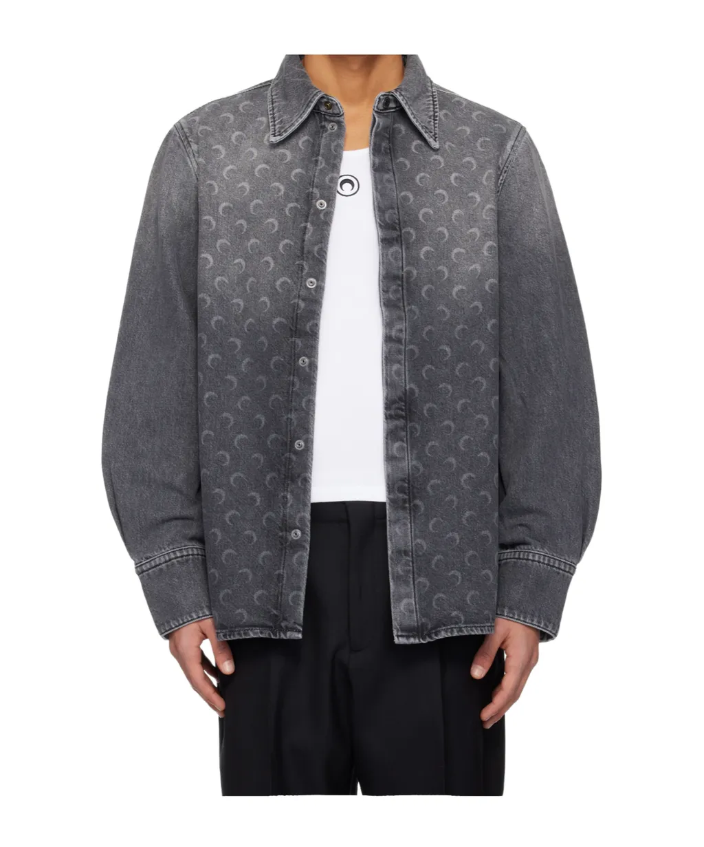 Marine Serre Long-Sleeved Denim Shirt