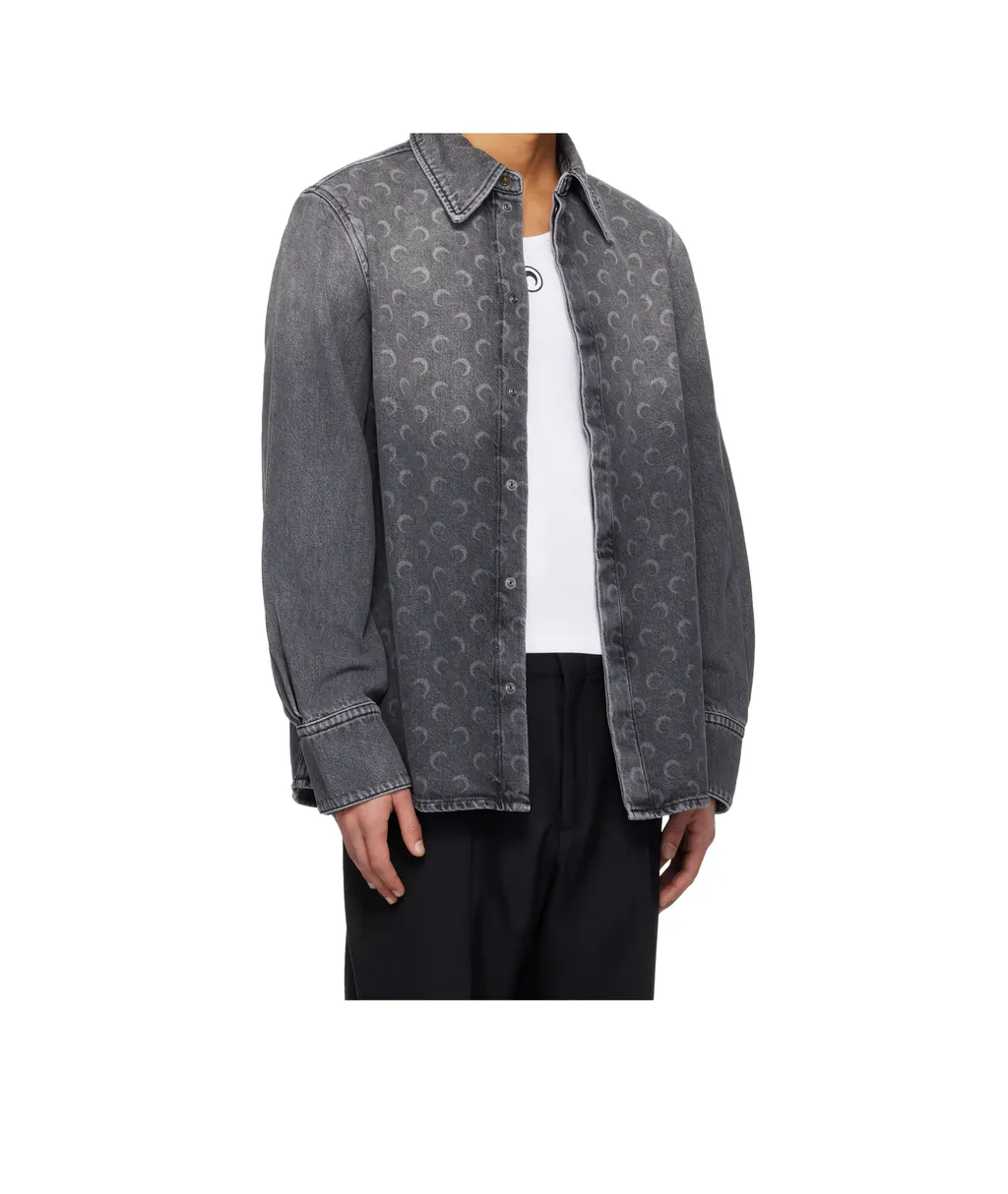 Marine Serre Long-Sleeved Denim Shirt