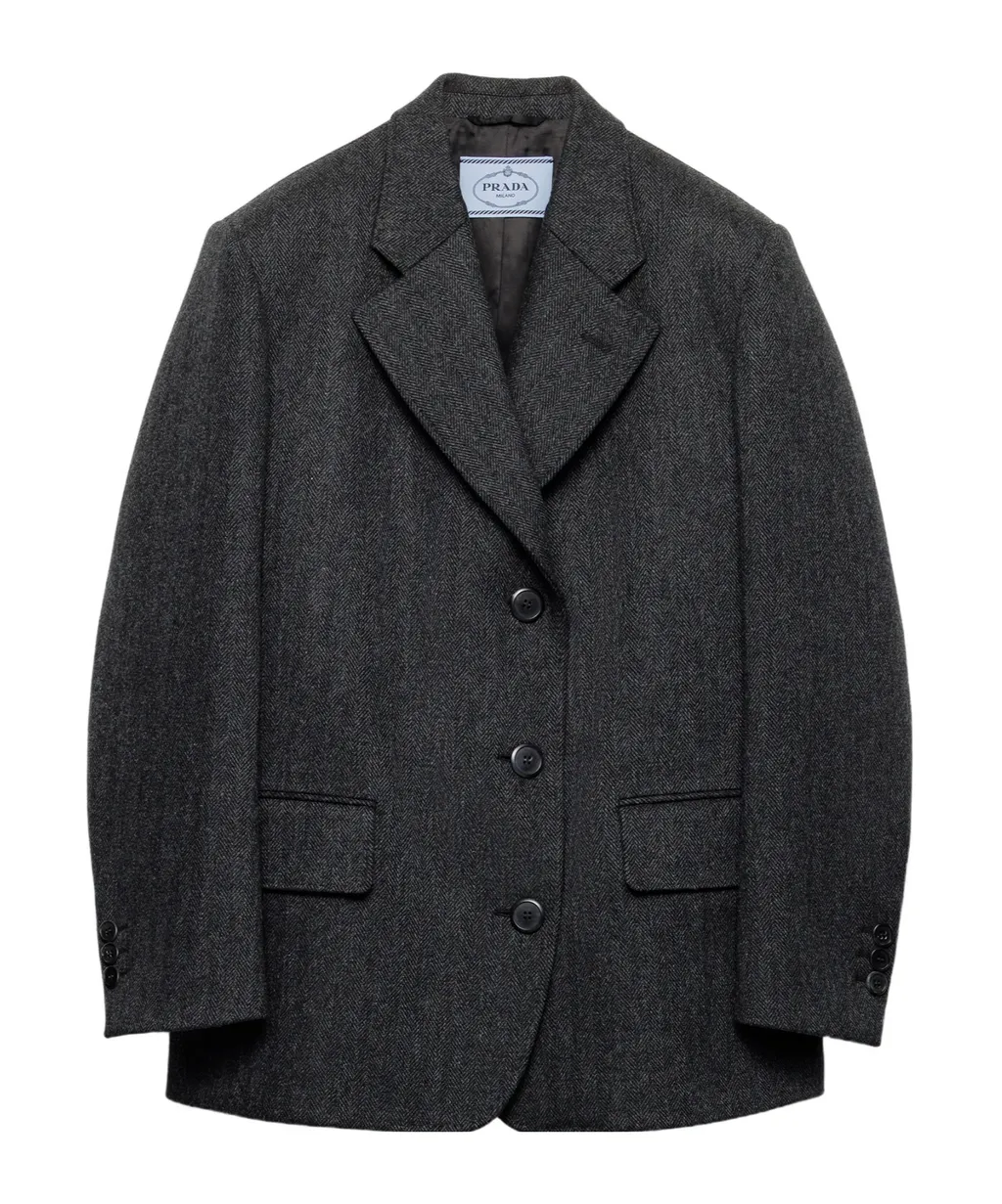 Single-Breasted Chevron Caban Jacket