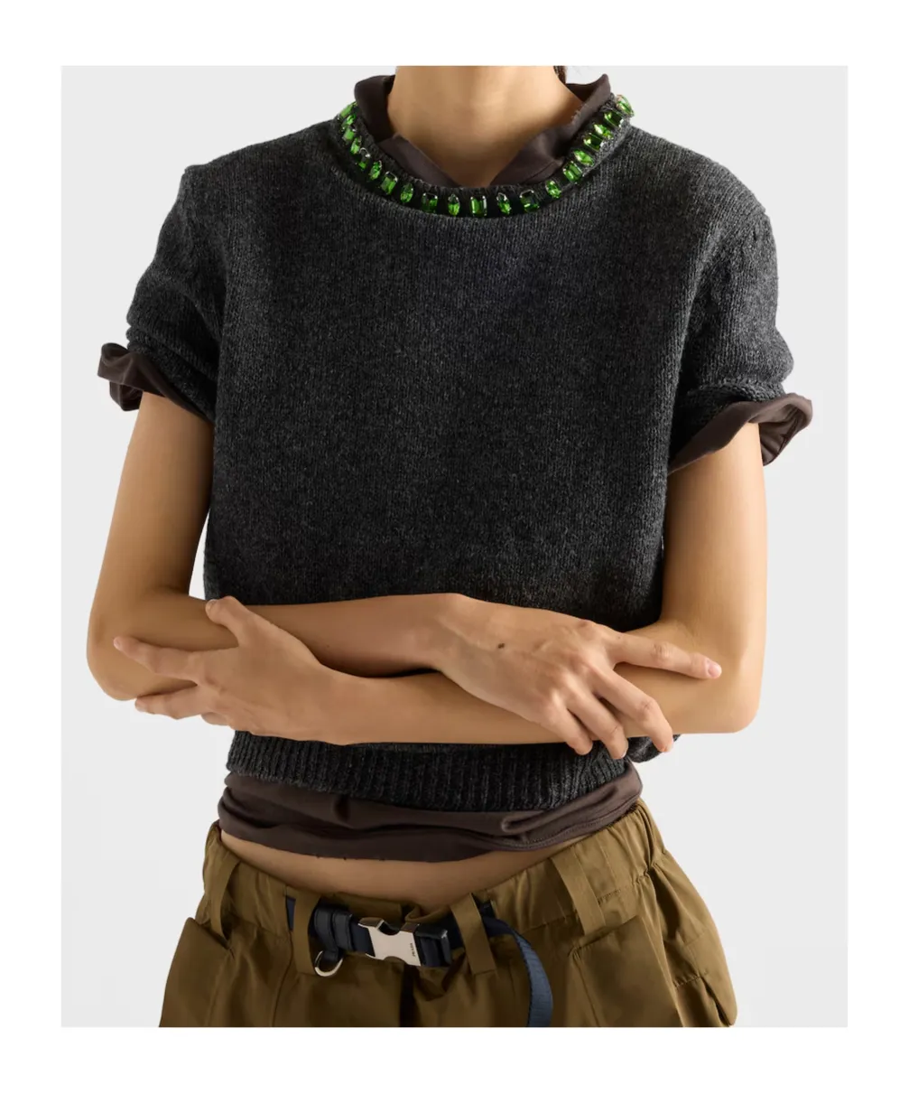 Prada Embellished Short-Sleeved Jumper