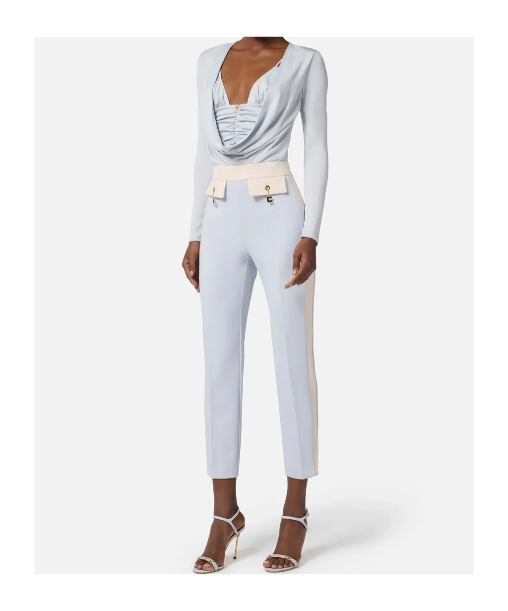 Contrast-Waistband Side-Stripe Trousers