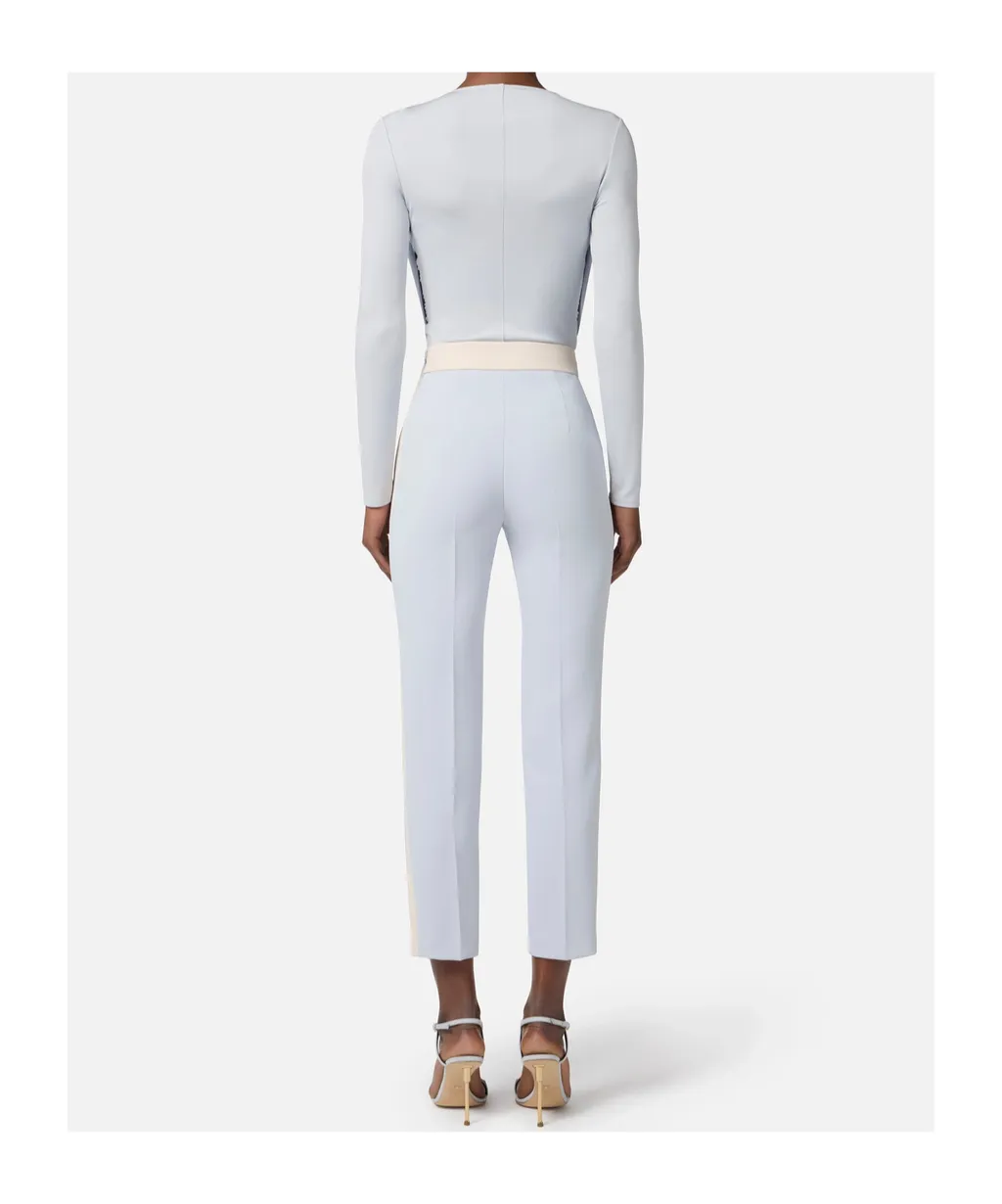 Contrast-Waistband Side-Stripe Trousers