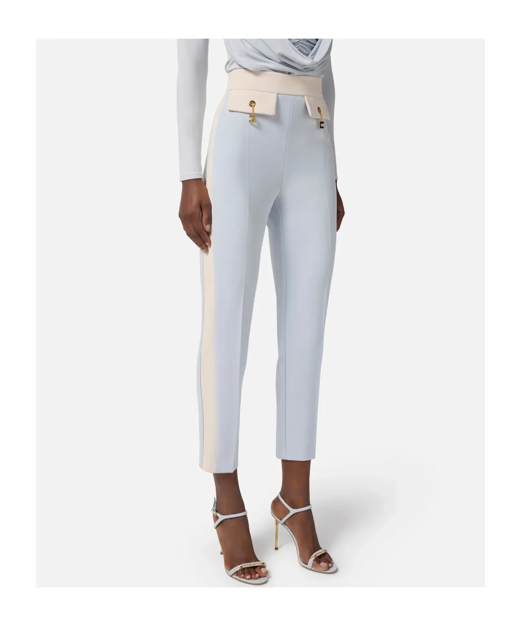 Contrast-Waistband Side-Stripe Trousers
