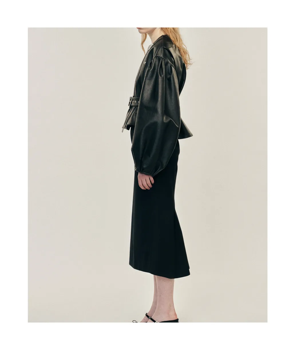 Simone Rocha	Cropped Sculpted Belt Detail Biker Jacket