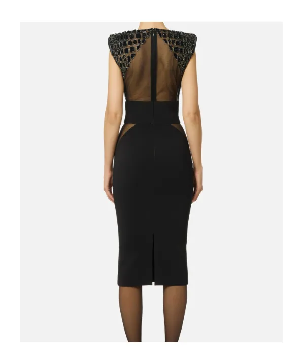 Elisabetta Franchi Lightweight CrÊPe Tulle Embroidered Dress