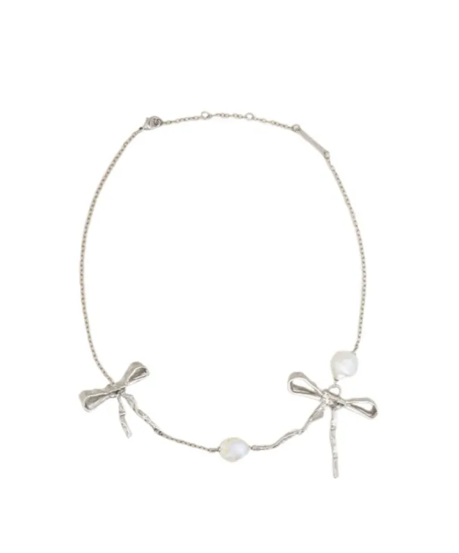 Silver Bow Necklace