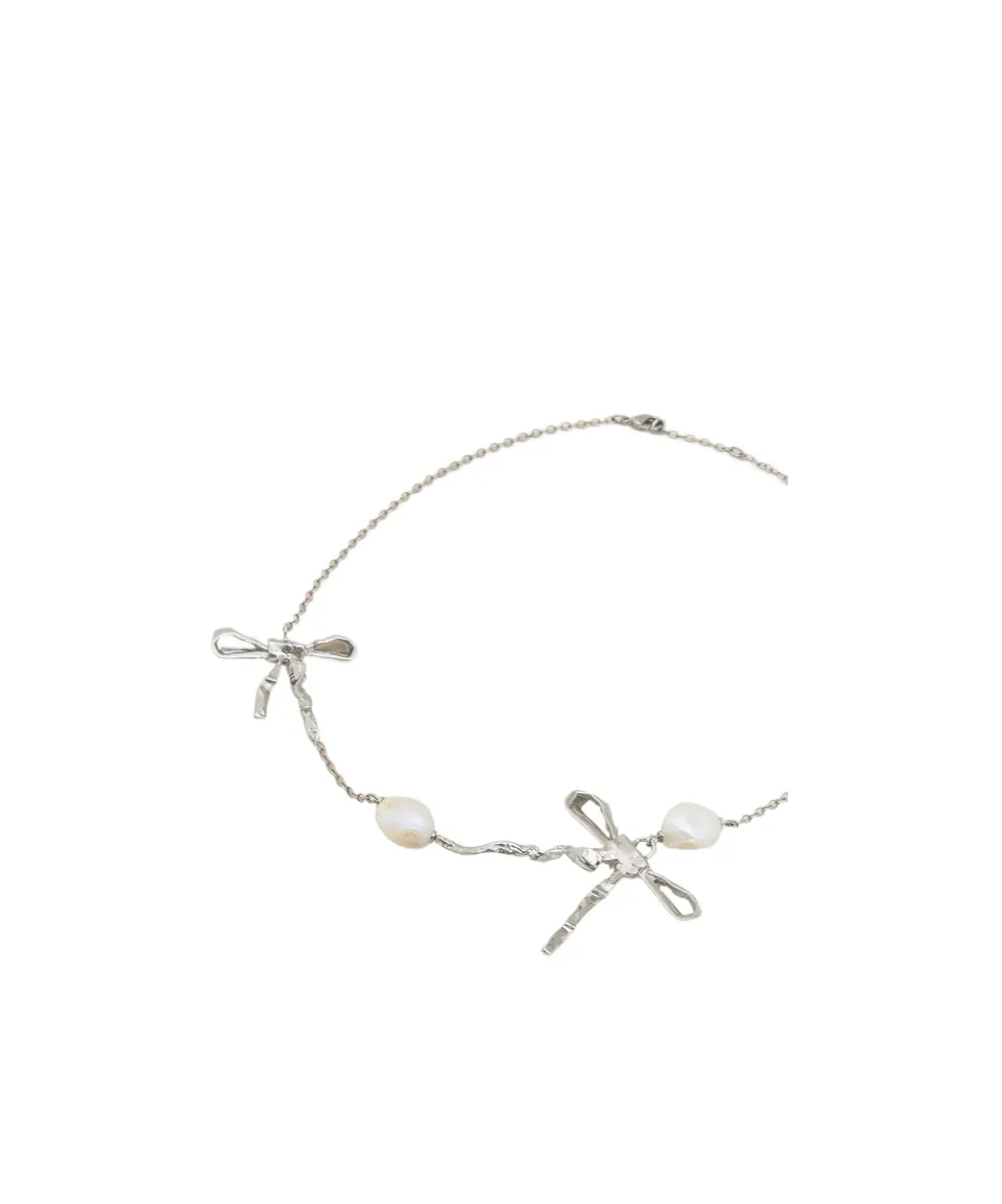 Silver Bow Necklace