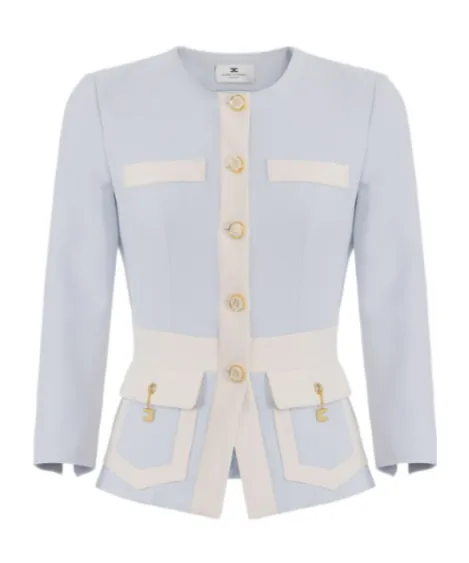 Colour-Blocking Button Jacket