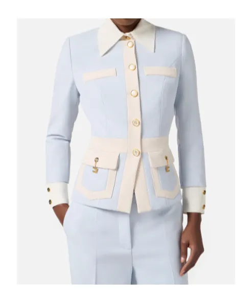 Colour-Blocking Button Jacket