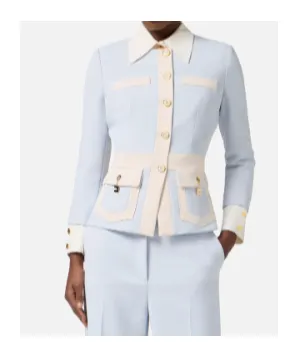 Colour-Blocking Button Jacket