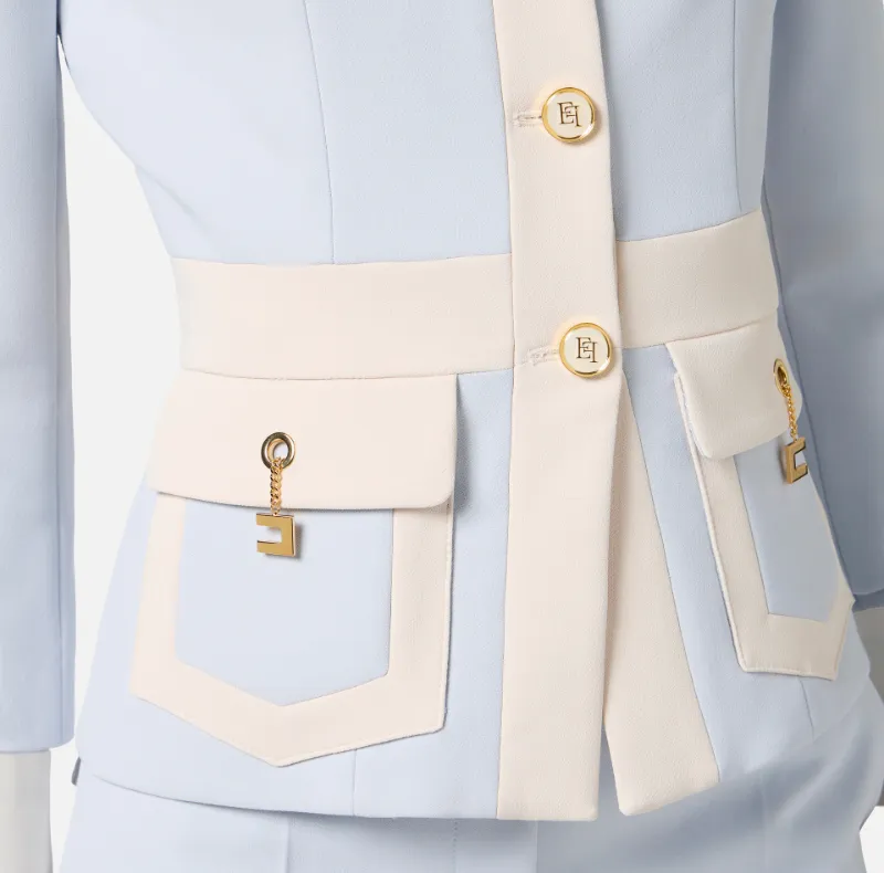 Colour-Blocking Button Jacket