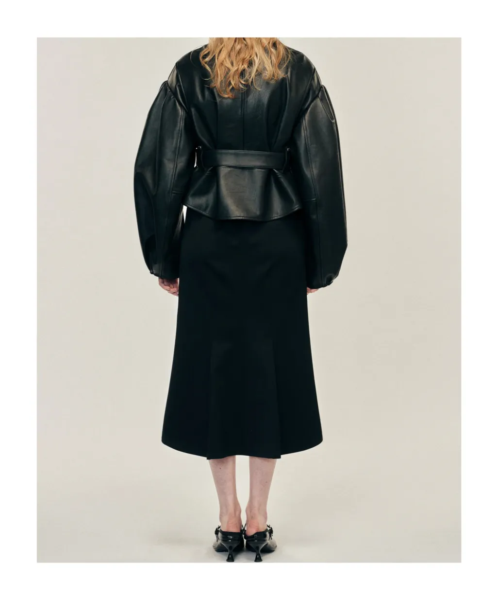 Multi Belt Loop Kick Back Skirt